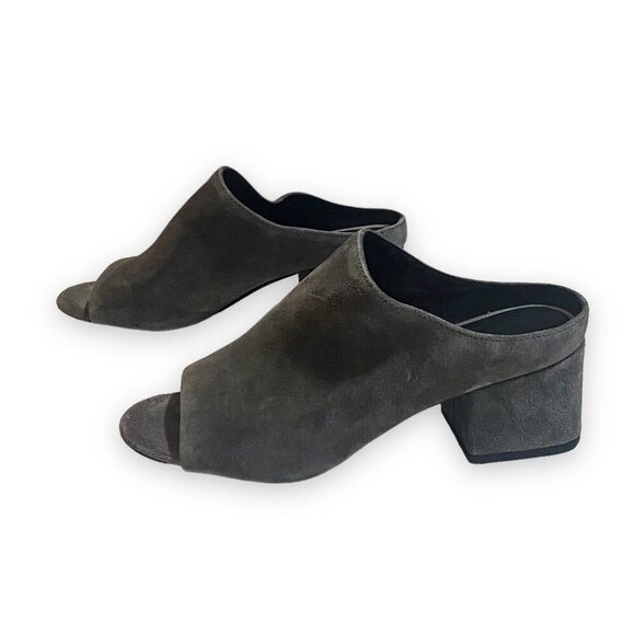 3.1 Phillip Lim Cube Block Heel Mules Sandal, Grey Suede,‎ 37.5EU, New in Box - Picture 6 of 13